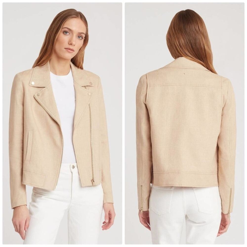 Cuyana Women's Linen Moto in Cream Jacket Size Large